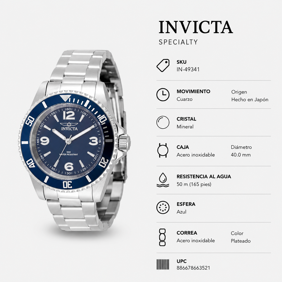 Invicta Specialty Blue 40 mm